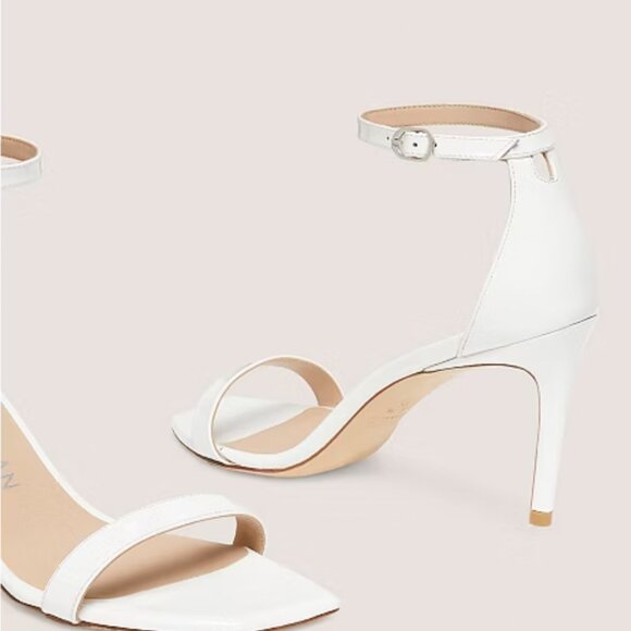 Stuart Weitzman NunakedCurve 85 Sandal Heel in White - Picture 2 of 15